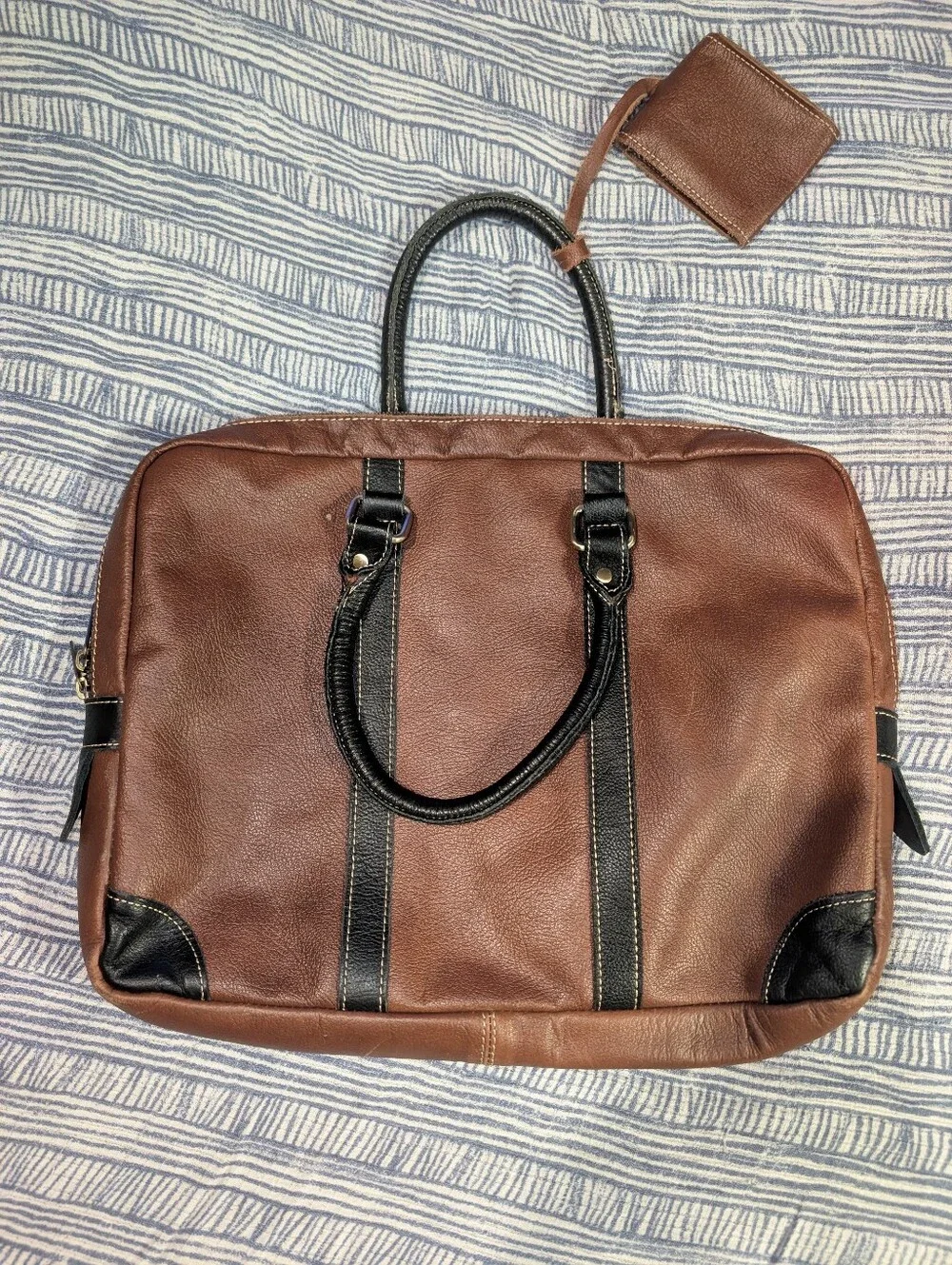 AmeriLeather Leather Messenger Bag Tobacco Brown Satchel Laptop Carrier Vintage